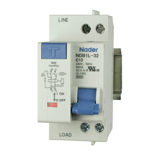 Asi Circuit Breaker, NDB1L-32C Series, 10A, 2 Pole, 120V AC, 4.5kA, C Curve NDB1L-32C-10-120V - main